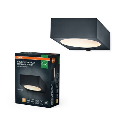 Osram - Dimbar solcellsdriven väggarmatur med sensor ENDURA STYLE LED/10,7W/4,2V 2000 mAh IP65 antracit