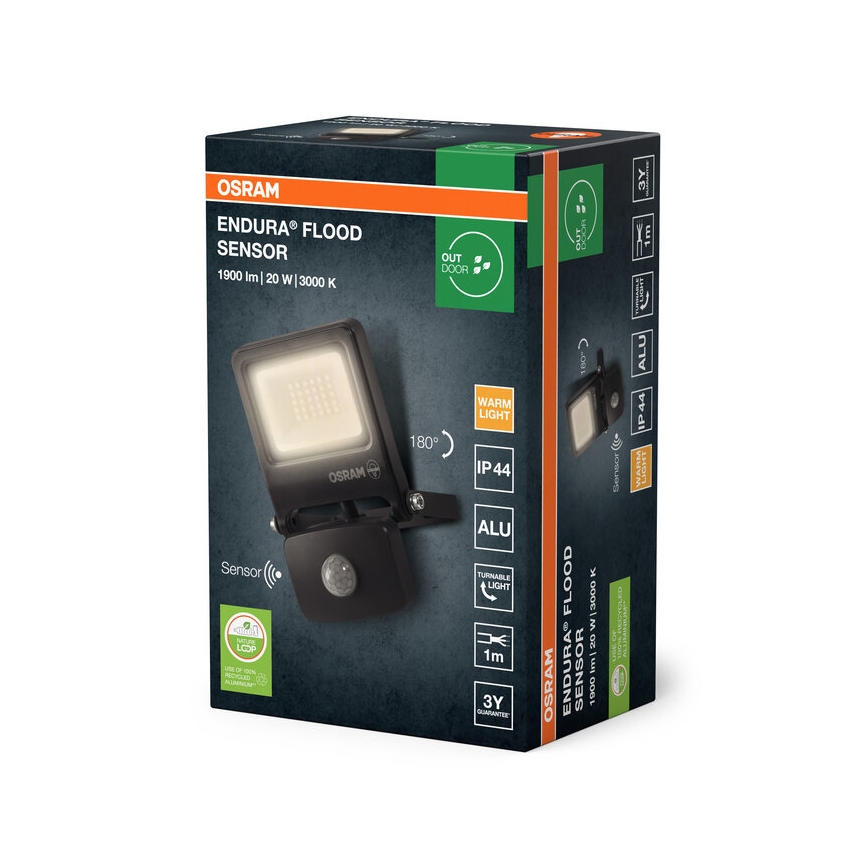 Osram - LED-strålkastare med sensor ENDURA LED/20W/230V 3000K IP44