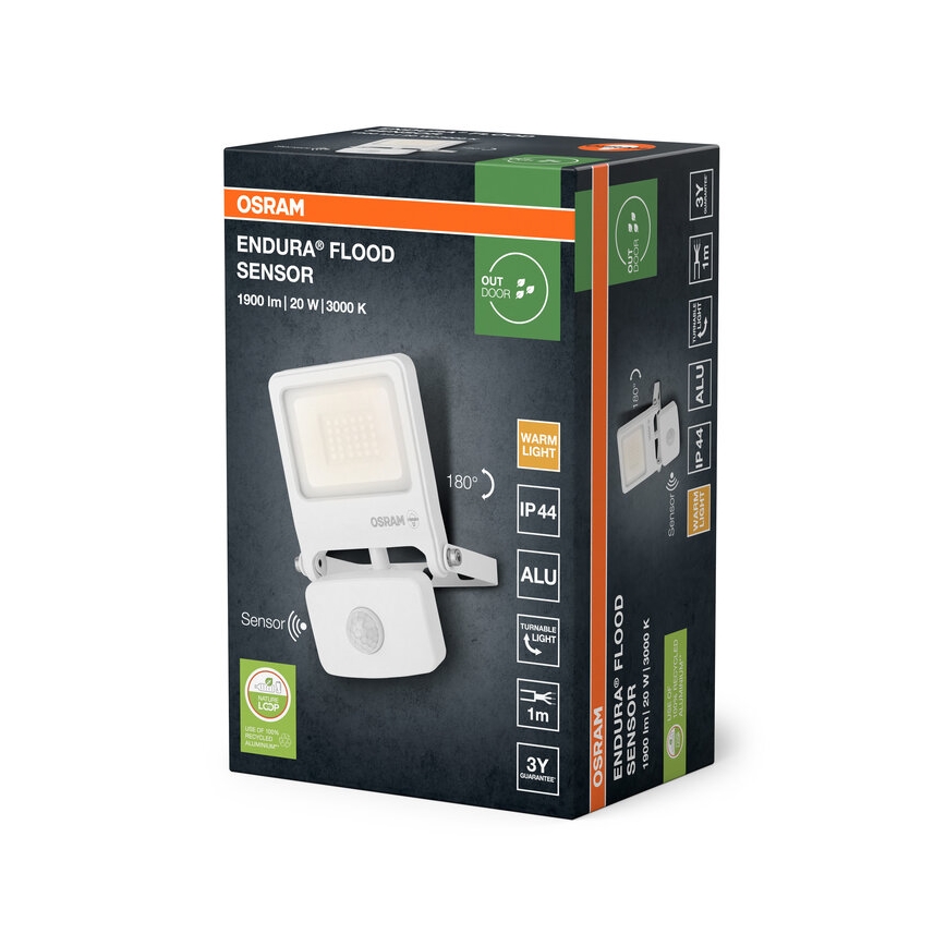 Osram - LED-strålkastare med sensor ENDURA LED/20W/230V 3000K IP44