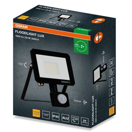 Osram - LED-strålkastare med sensor FLOODLIGHT LED/20W/230V 3000K IP65