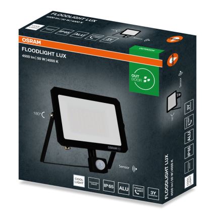 Osram - LED-strålkastare med sensor FLOODLIGHT LED/50W/230V 4000K IP65