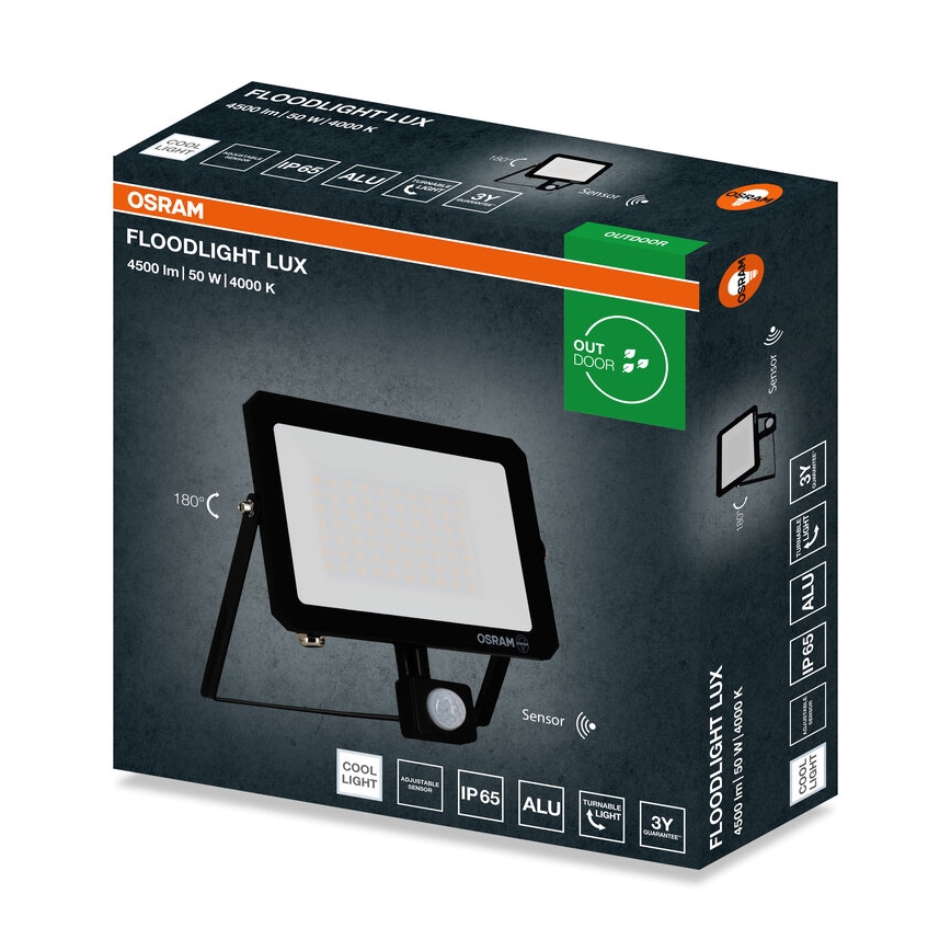 Osram - LED-strålkastare med sensor FLOODLIGHT LED/50W/230V 4000K IP65