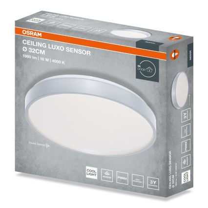 Osram - CEILING LUXO LED-taklampa med skymningssensor, 18 W, 230 V, Ø 32 cm, silver