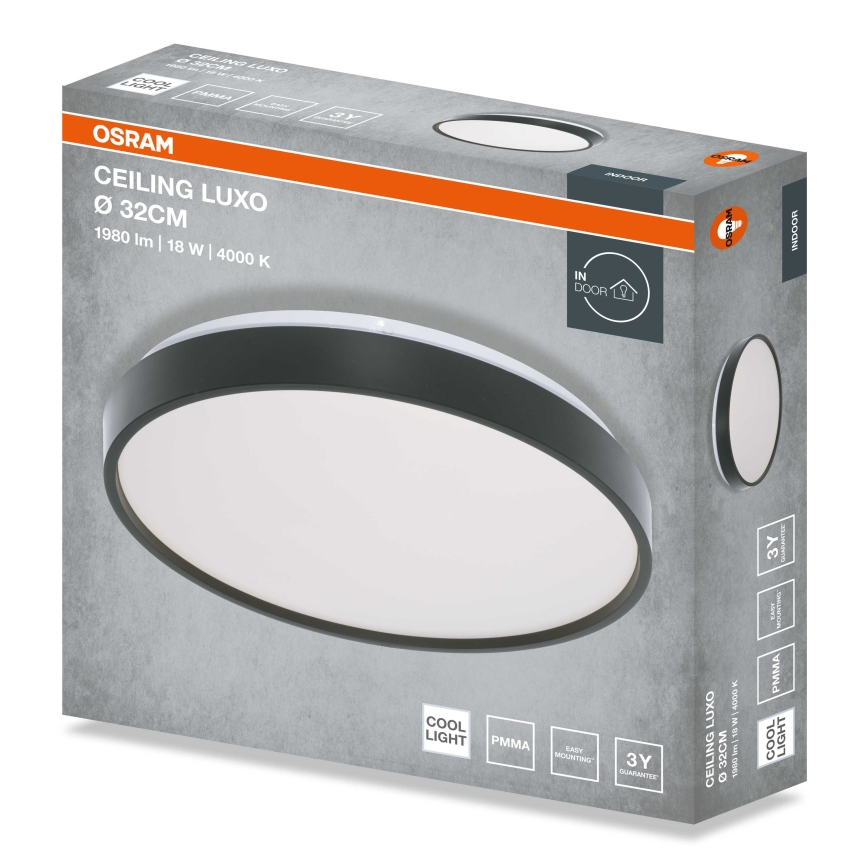 Osram - LED-takarmatur CEILING LUXO LED/18W/230V Ø 32 cm svart