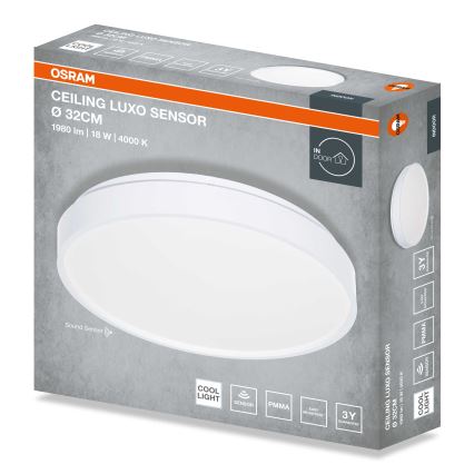 Osram - LED taklampa med skymningssensor CEILING LUXO LED/18W/230V Ø 32 cm vit