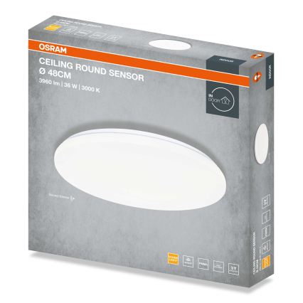 Osram - LED taklampa med skymningssensor CEILING ROUND LED/36W/230V 3000K Ø 48 cm vit