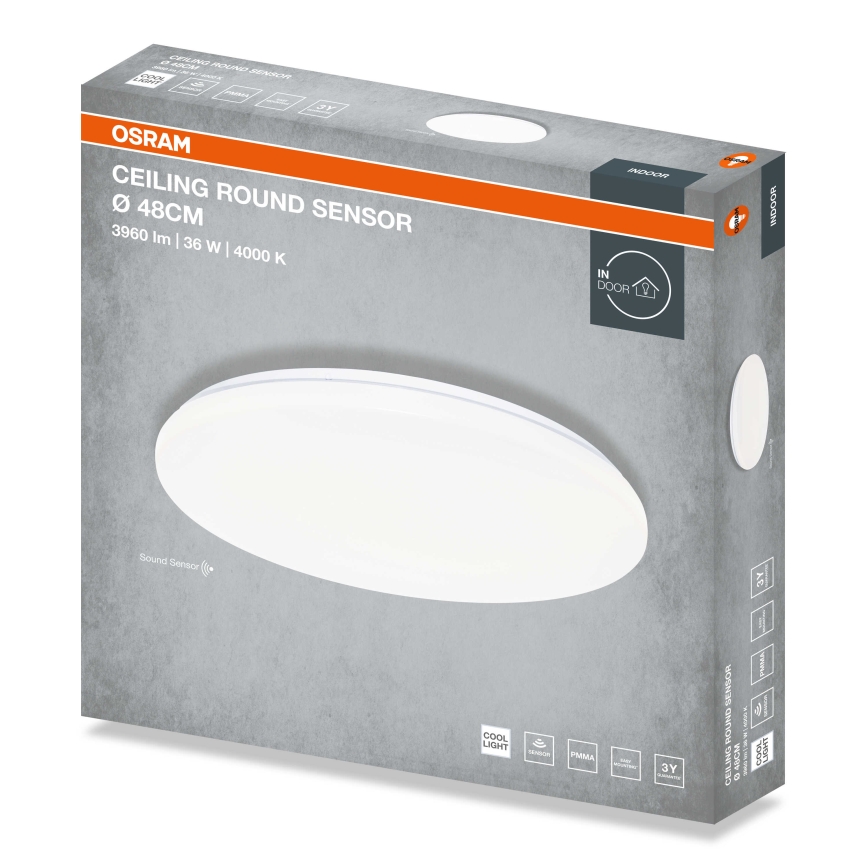 Osram - LED takarmatur med skymningssensor CEILING ROUND LED/36W/230V 4000K Ø 48 cm vit