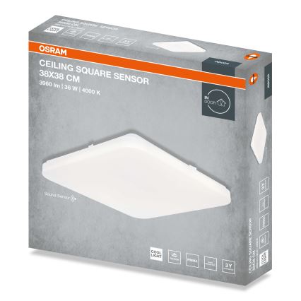 Osram - LED takarmatur med skymningssensor CEILING SQUARE LED/36W/230V 4000K 38x38 cm vit