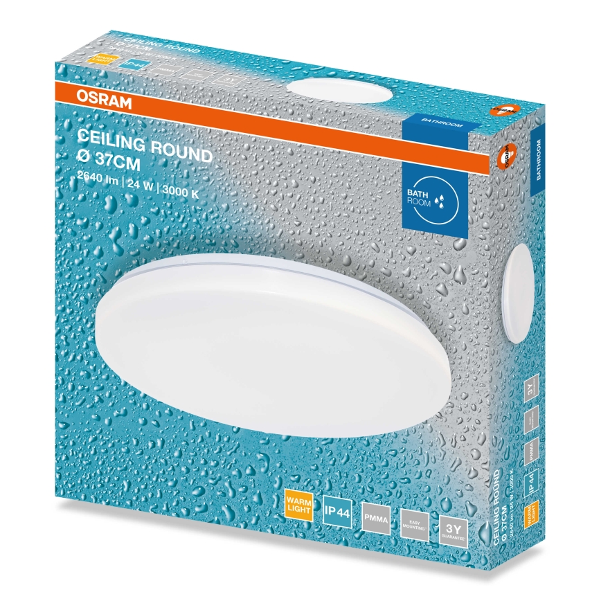 Osram - LED-takarmatur för badrum CEILING ROUND LED/24W/230V 3000K Ø37 cm IP44 vit