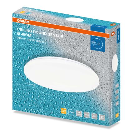 Osram - LED-takarmatur för badrum med skymningssensor CEILING ROUND LED/36W/230V 3000K Ø 48 cm IP44 vit