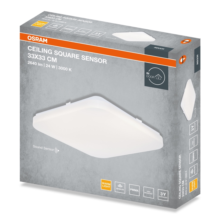 Osram - LED-takarmatur med skymningssensor SQUARE LED/24W/230V 33x33 cm