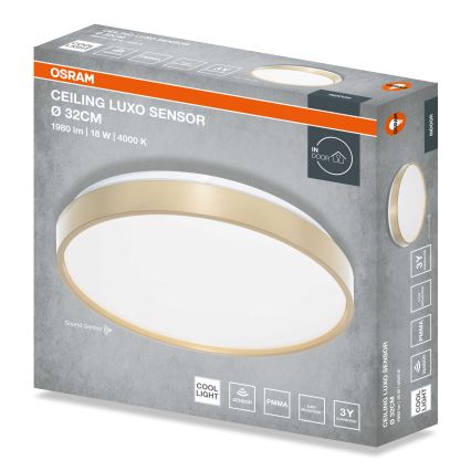 Osram - LED-taklampa med skymningssensor CEILING LUXO LED/18W/230V Ø 32 cm, guld