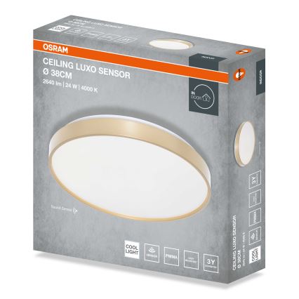 Osram - LED-taklampa med skymningssensor CEILING LUXO LED/24W/230V Ø 38 cm, guldfärgad