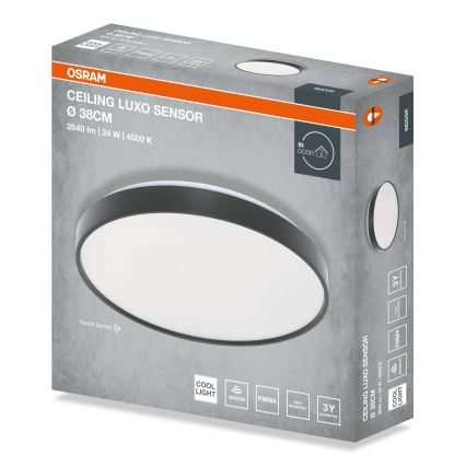 Osram - LED-taklampa med skymningssensor CEILING LUXO LED/24W/230V Ø 38 cm svart
