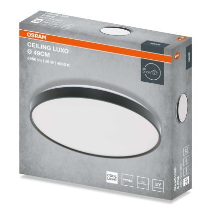 Osram - LED-taklampa CEILING LUXO LED/36W/230V Ø 49 cm svart