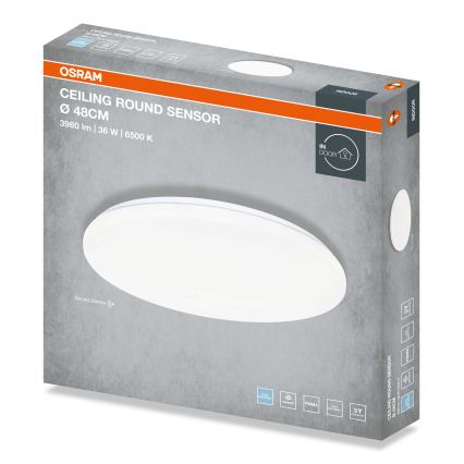 Osram - LED-takarmatur med skymningssensor CEILING ROUND LED/36W/230V 6500K Ø 48 cm vit