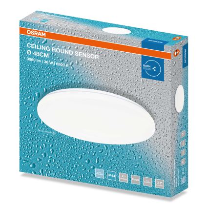 Osram - LED-badrumstaklampa med skymningssensor CEILING ROUND LED/36W/230V 6500K Ø 48 cm IP44 vit