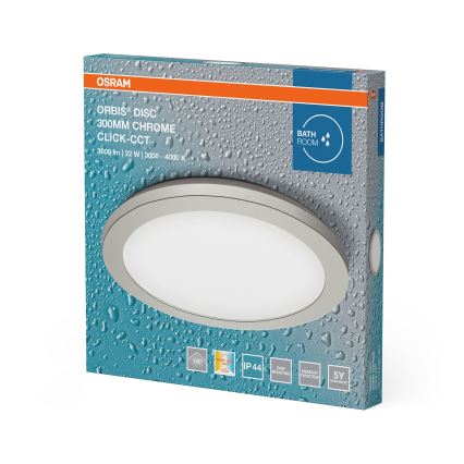Osram - LED taklampa för badrum ORBIS DISC LED/22W/230V 3000/4000K Ø 30 cm IP44 matt krom