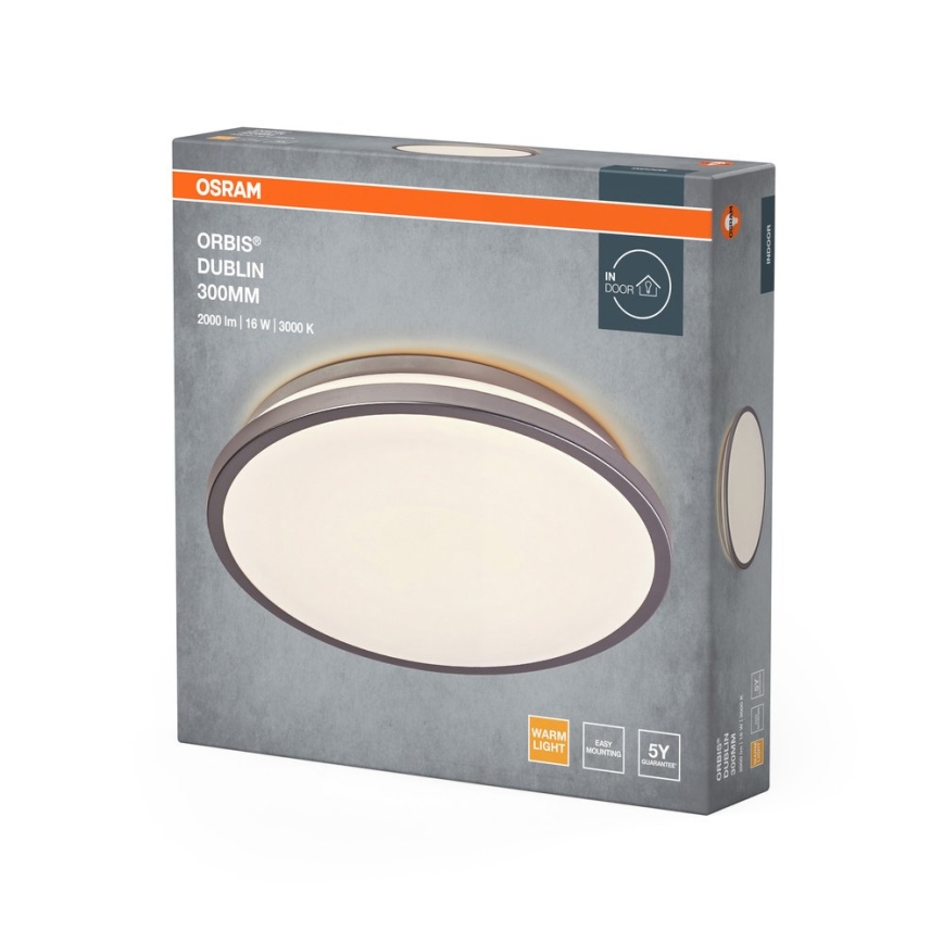 Osram - LED-taklampa ORBIS DUBLIN LED/16W/230V Ø 30 cm silver