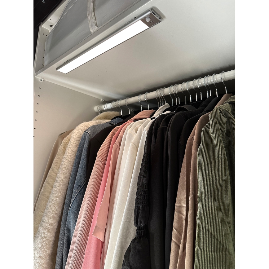 Osram - LED-underbyggnadsarmatur med rörelse- och skymningssensor LINEAR LED/4W/3,7V 1500 mAh 3000/4000/6500K 60 cm grå