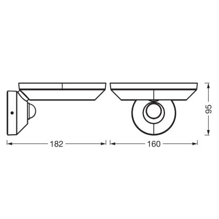 Osram - LED utomhusvägglampa med skymnings- och rörelsesensor ENDURA STYLE LED/12W/230V IP65