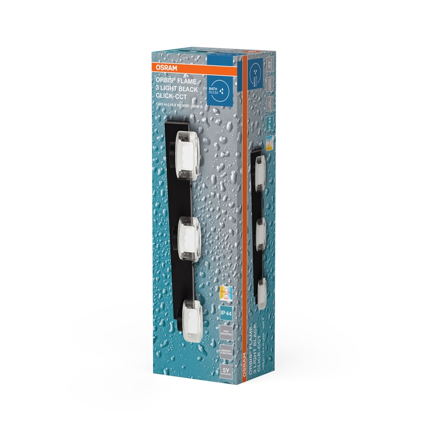 Osram - LED-badrumsvägglampa ORBIS FLAME 3xLED/5,5W/230V 3000/4000K IP44 svart