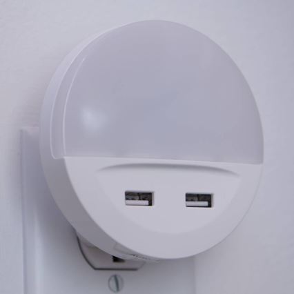 Osram - LUNETTA LED-nattlampa för vägguttag med sensor, 2x USB, 13 W, 230 V