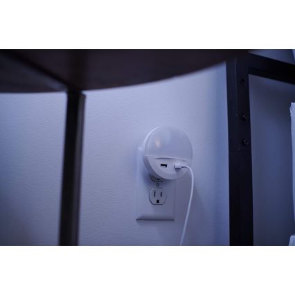 Osram - LUNETTA LED-nattlampa för vägguttag med sensor, 2x USB, 13 W, 230 V