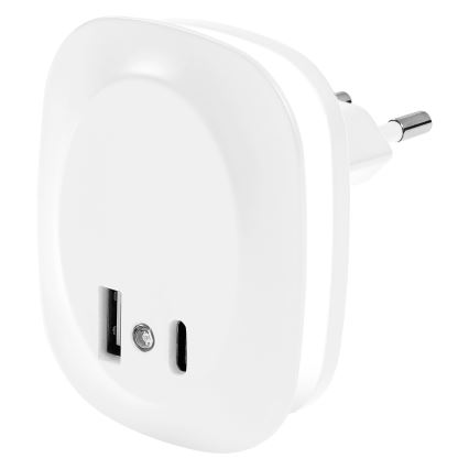 Osram - LED-nattlampa för vägguttag med sensor och USB-port LUNETTA LED/12,5W/230V vit