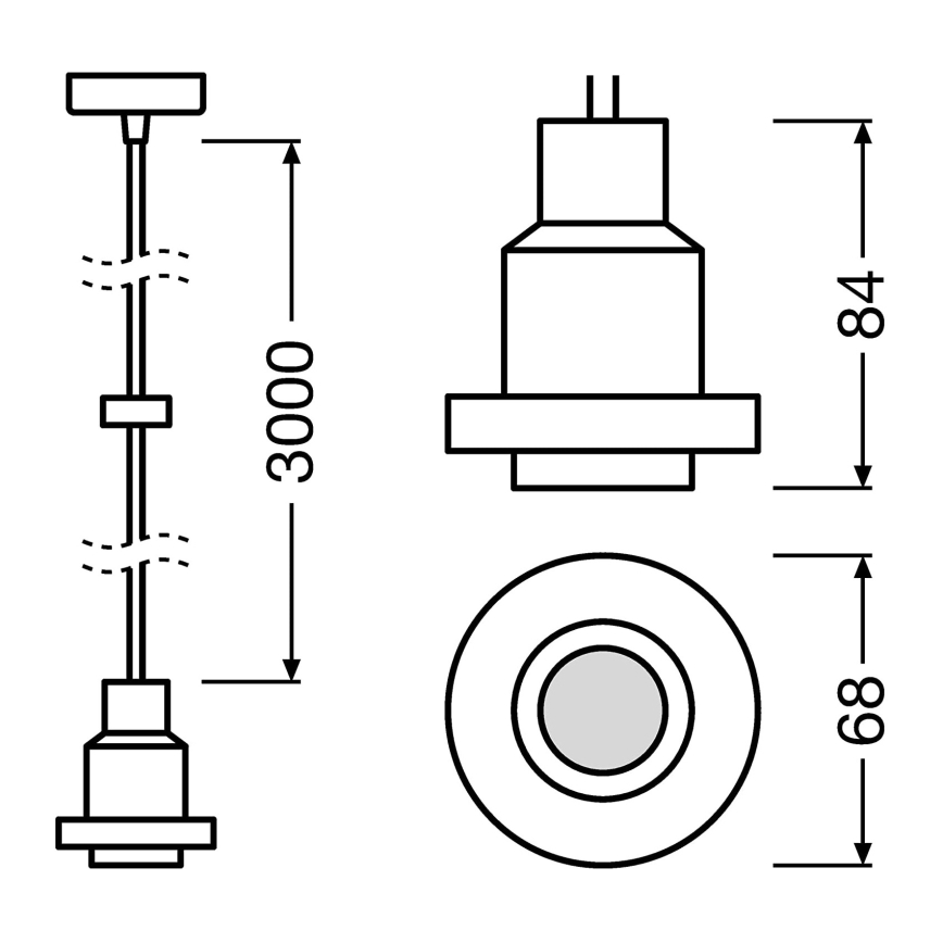 Osram - Nätkabel till PENDULUM 1xE27/40W/230V svart