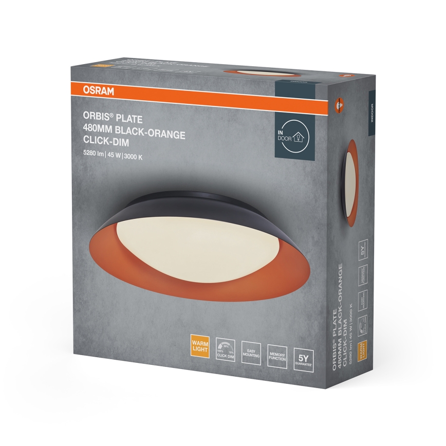 Osram - LED dimbar taklampa ORBIS PLATE LED/45W/230V Ø 48 cm orange/svart