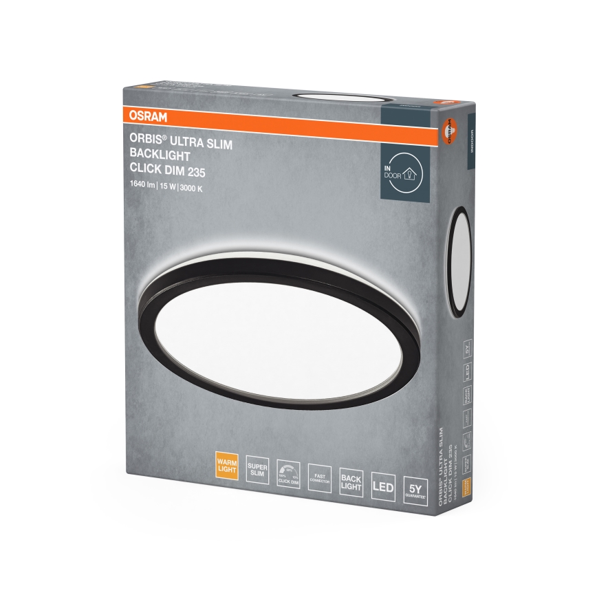 Osram - Dimbart LED-takarmatur ORBIS ULTRA SLIM LED/15W/230V 3000K Ø 23,5 cm svart