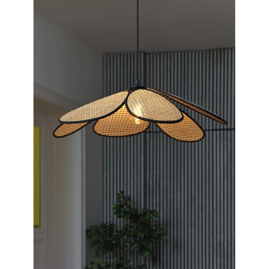 Osram - Pendellampa med sladd DECOR RATTAN 1xE27/15W/230V Ø 69 cm beige/svart