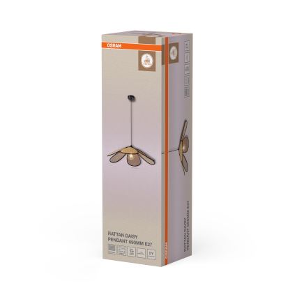 Osram - Pendellampa med sladd DECOR RATTAN 1xE27/15W/230V Ø 69 cm beige/svart
