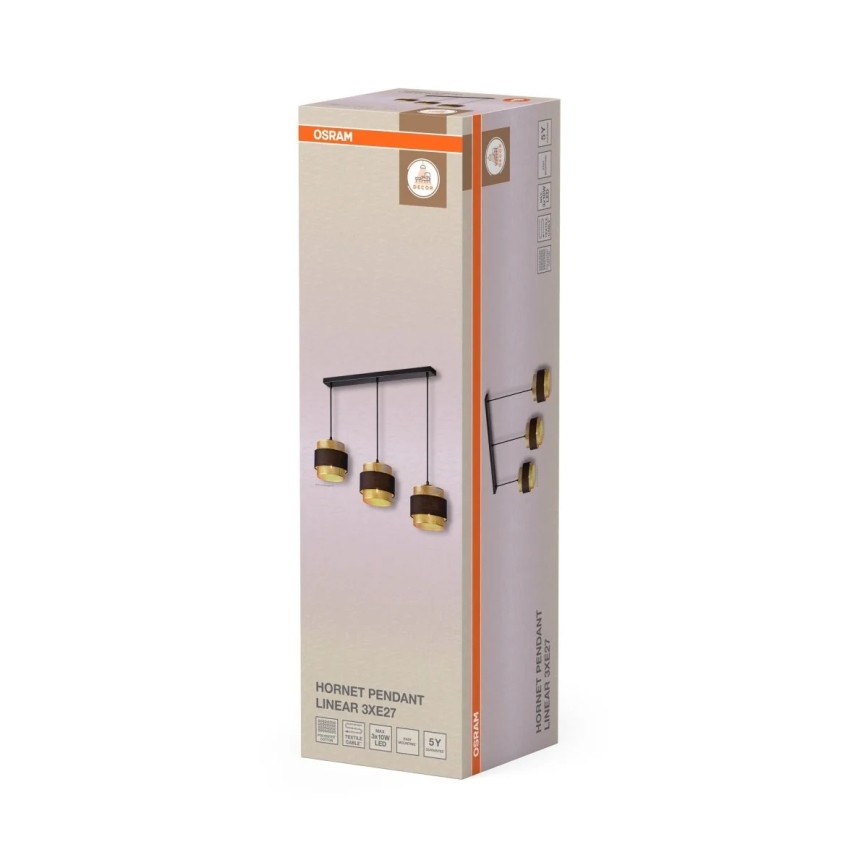 Osram - Pendellampa på kabel DECOR HORNET 3xE27/10W/230V svart/guld