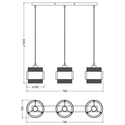 Osram - Pendellampa på kabel DECOR HORNET 3xE27/10W/230V svart/guld