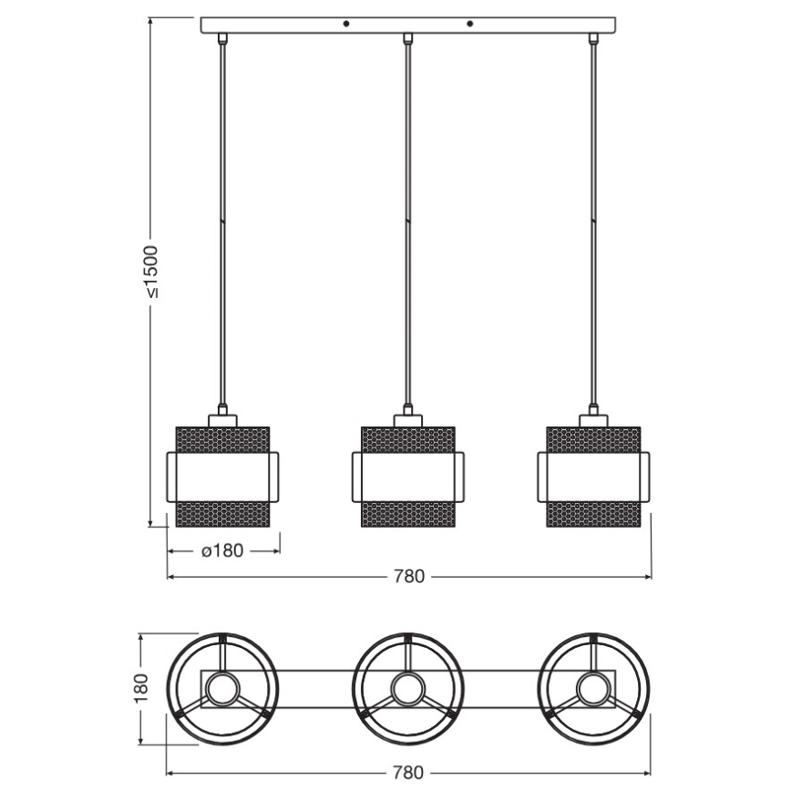 Osram - Pendellampa på kabel DECOR HORNET 3xE27/10W/230V svart/guld