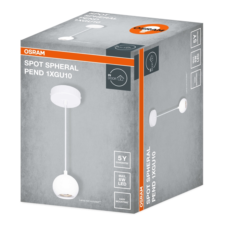 Osram - Pendellampa på kabel SPOT SPHERAL 1xGU10/6W/230V vit
