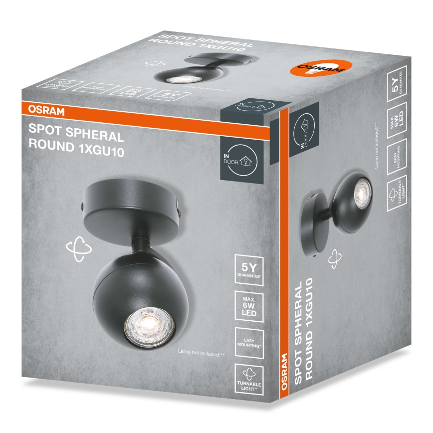 Osram - Riktbar spotlight SPOT SPHERAL 1xGU10/6W/230V svart