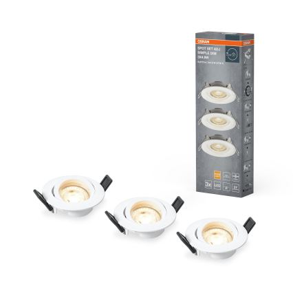 Osram - 3-pack dimbara LED-infällda spotlights SPOT LED/4,9W/230V 2700K Ø 8,7 cm vit