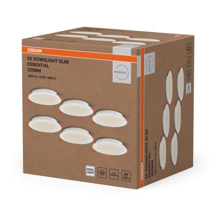 Osram - Set om 6 LED-infällda takarmaturer ESSENTIAL LED/18W/230V 4000K Ø22 cm vit