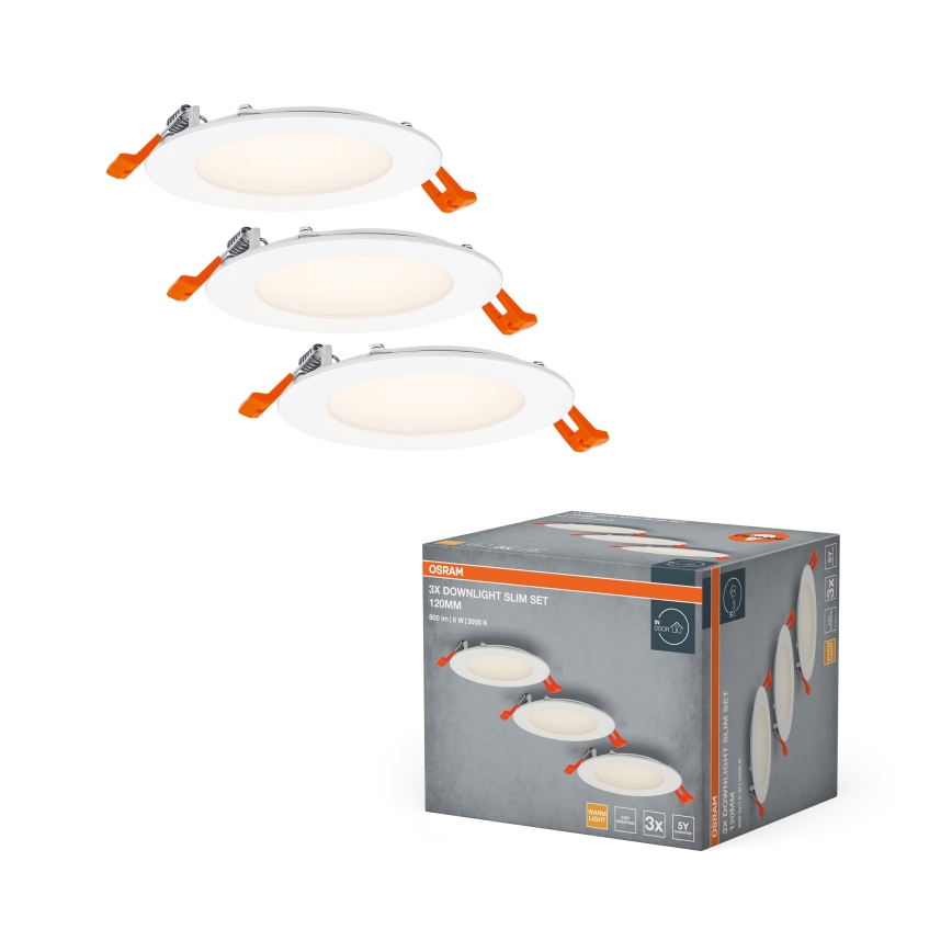 Osram - Set om 3 infällda downlights LED/8W/230V 3000K Ø 12 cm vit