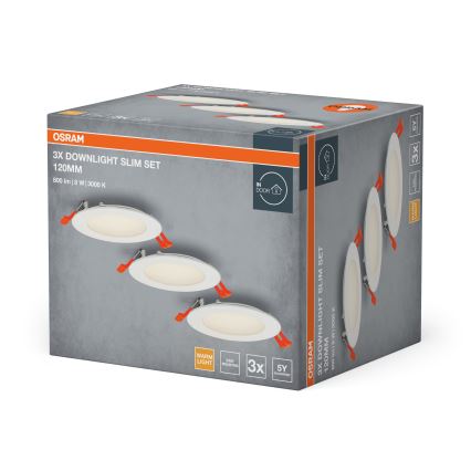 Osram - Set om 3 infällda downlights LED/8W/230V 3000K Ø 12 cm vit