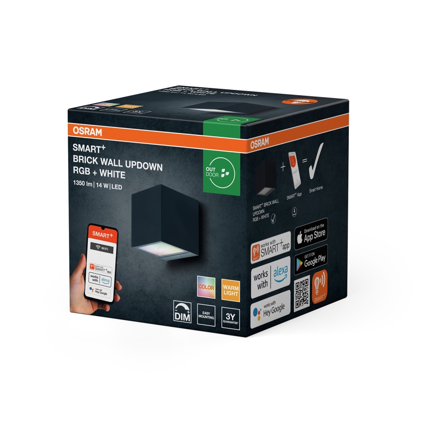 Osram - LED RGBW Dimbar utomhusväggarmatur SMART+ BRICK LED/14W/230V IP44 Wi‑Fi