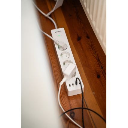 Osram - SMART+ förlängningskabel 4 uttag typ F + 2xUSB-A + 2xUSB-C Wi-Fi