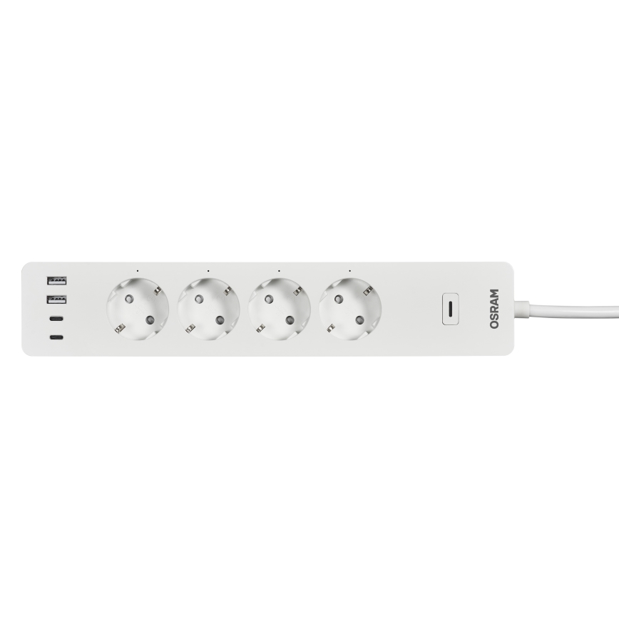 Osram - SMART+ förlängningskabel 4 uttag typ F + 2xUSB-A + 2xUSB-C Wi-Fi