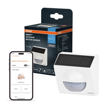 Osram - SMART+ utomhus solcellsdriven rörelsesensor 3,7 V, vit, IP65, Wi-Fi, 800 mAh