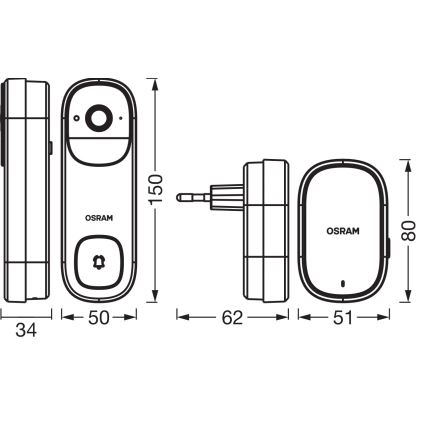 Osram - Smart videodörrklocka med 2K-sensor SMART+ 230V IP66 Wi-Fi