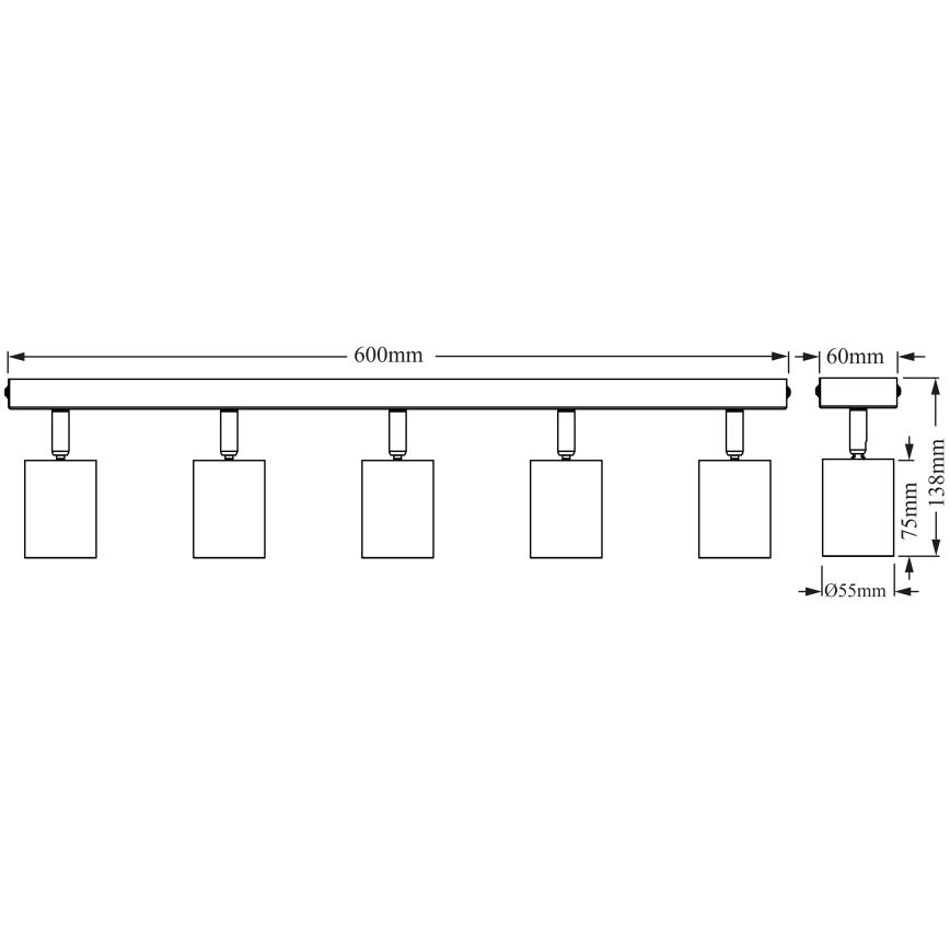 Osram - Spotarmatur ELEMENTAL 5xGU10/6W/230V