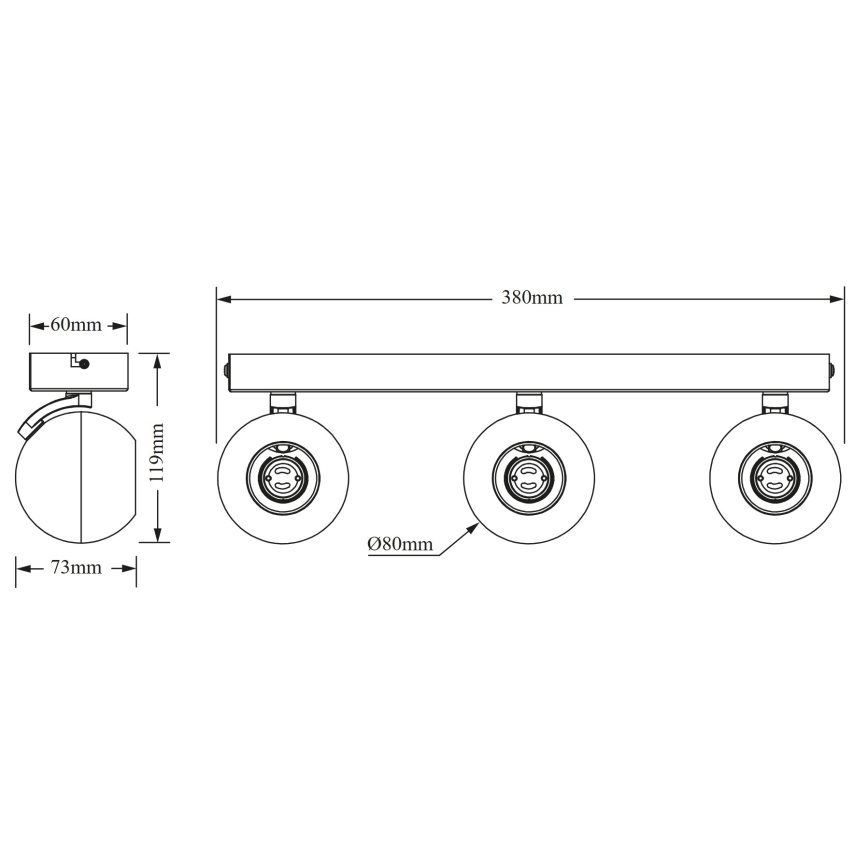 Osram - Spotarmatur SPOT SPHERAL 3xGU10/6W/230V svart